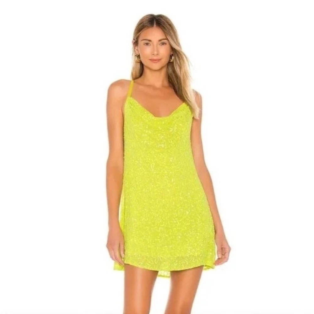 Show Me Your Mumu Lime Sequins Suzanna Slip Dress Size Small